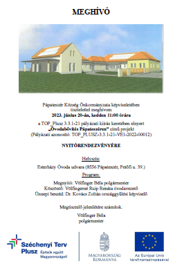 Óvodabővítés meghívó