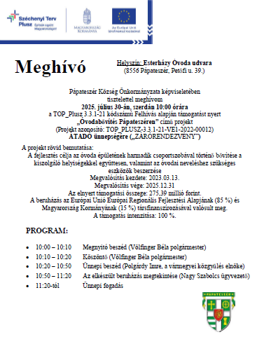Óvodabővítés meghívó